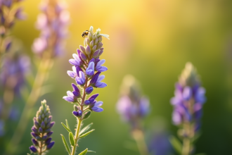 Fleurs de thym en pleine floraison dans un jardin ensoleille